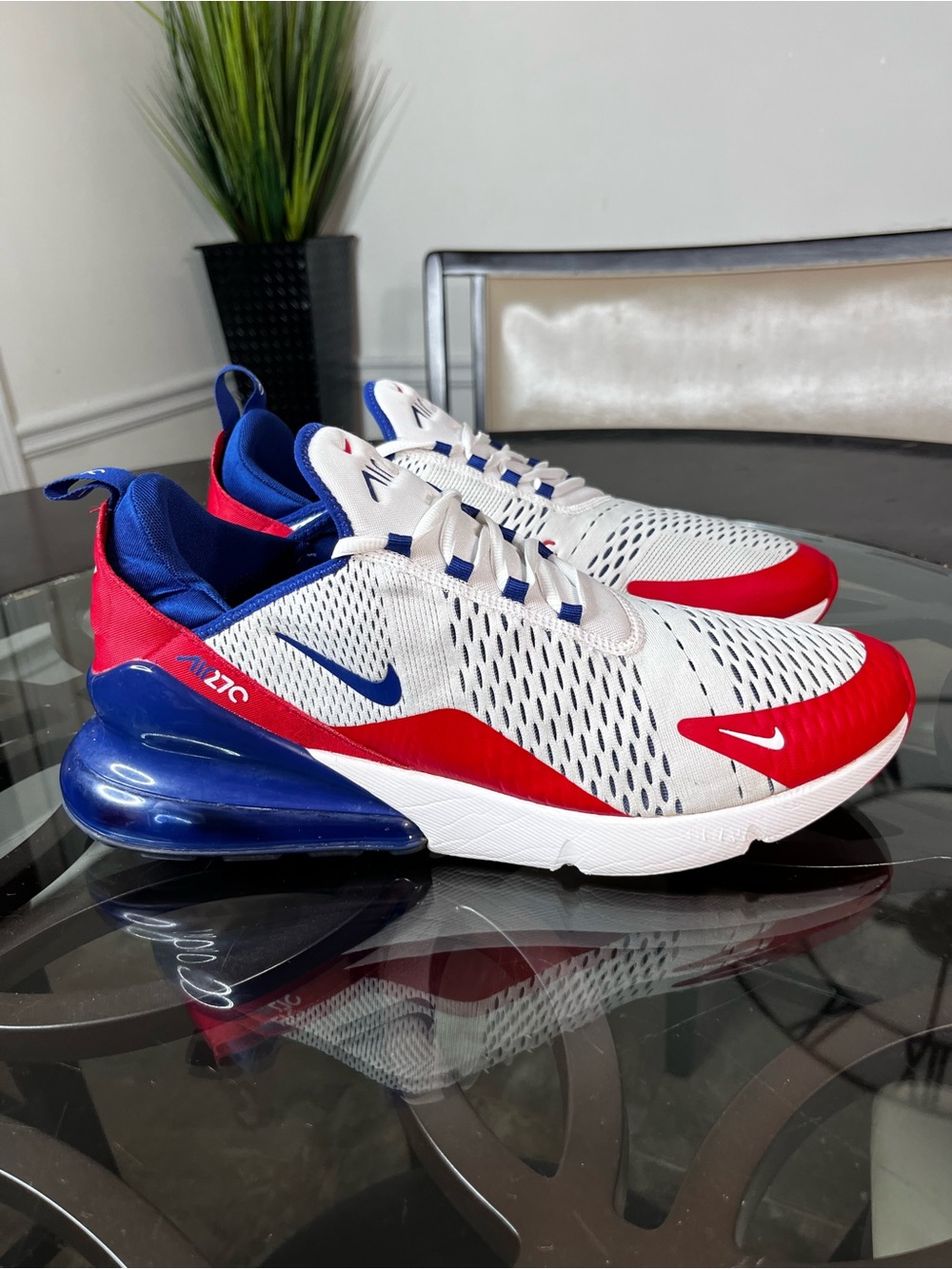 Nike Air Max 270 USA Men's Running Shoes White Blue
Red Mens Sz 15